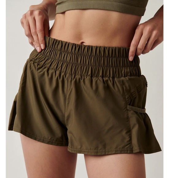 Free People Pants - 🆕 Free People Get Your Flirt On Pleated Shorts in Dark Olive